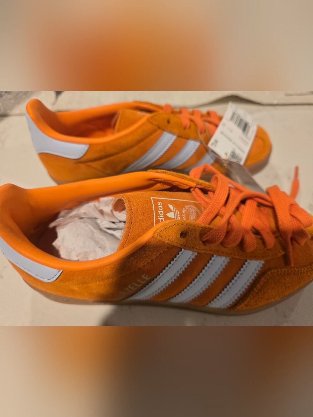 adidas Gazelle Men's Suede Sneaker - Orange / White
